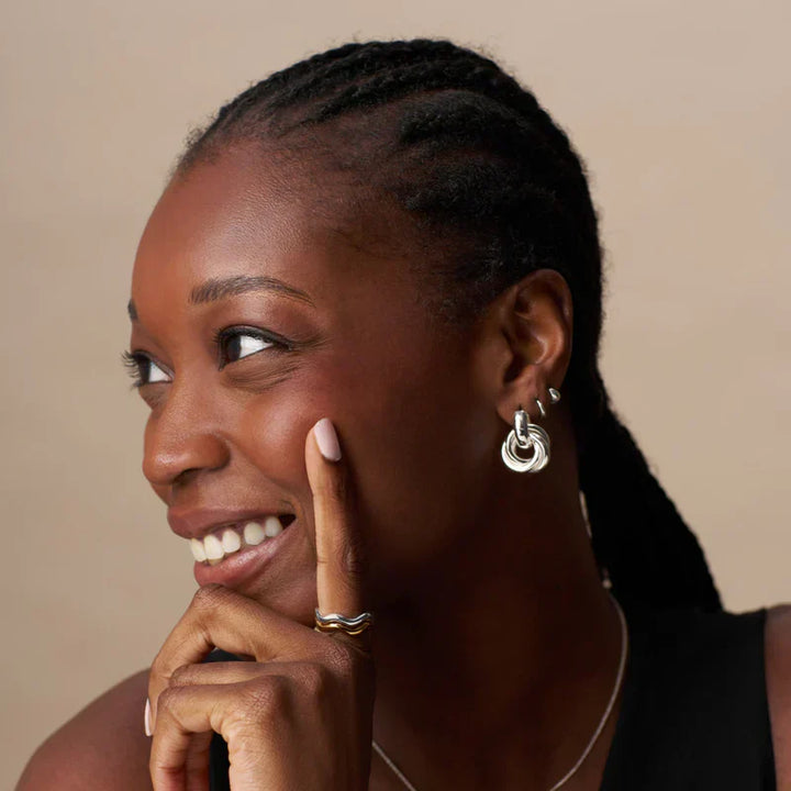 Statement Interlocking Earrings | White Gold