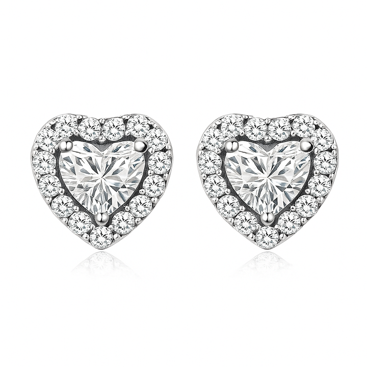 Luna Heart Earrings | White Gold