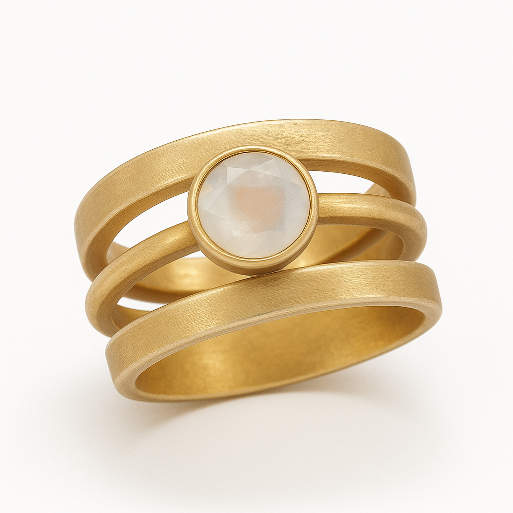 Vintage Gold & Inlaid Moonstone Ring