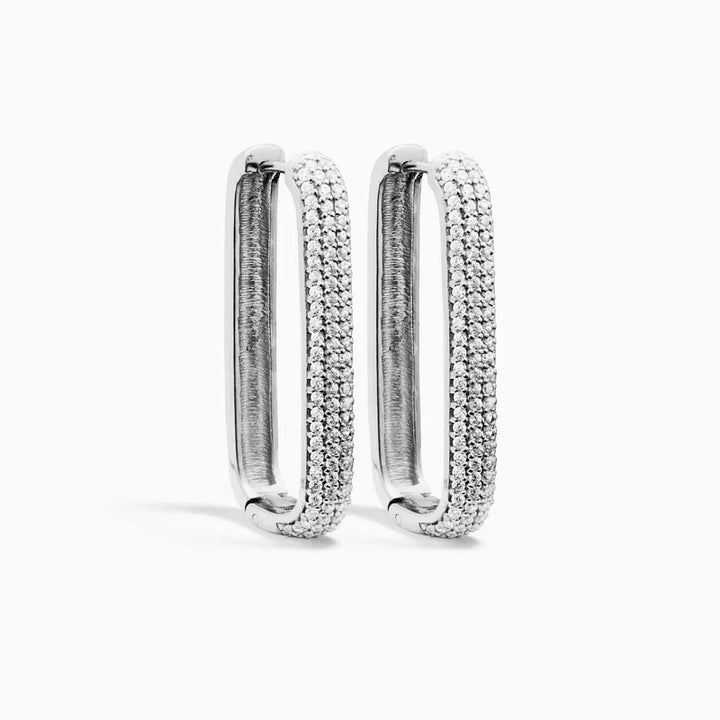 Large Icon Pavé Hoops | White Gold