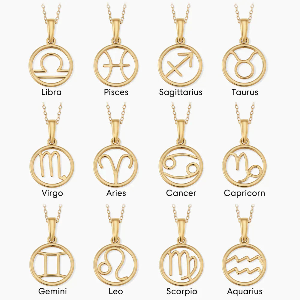 Zodiac sign necklace | White Gold
