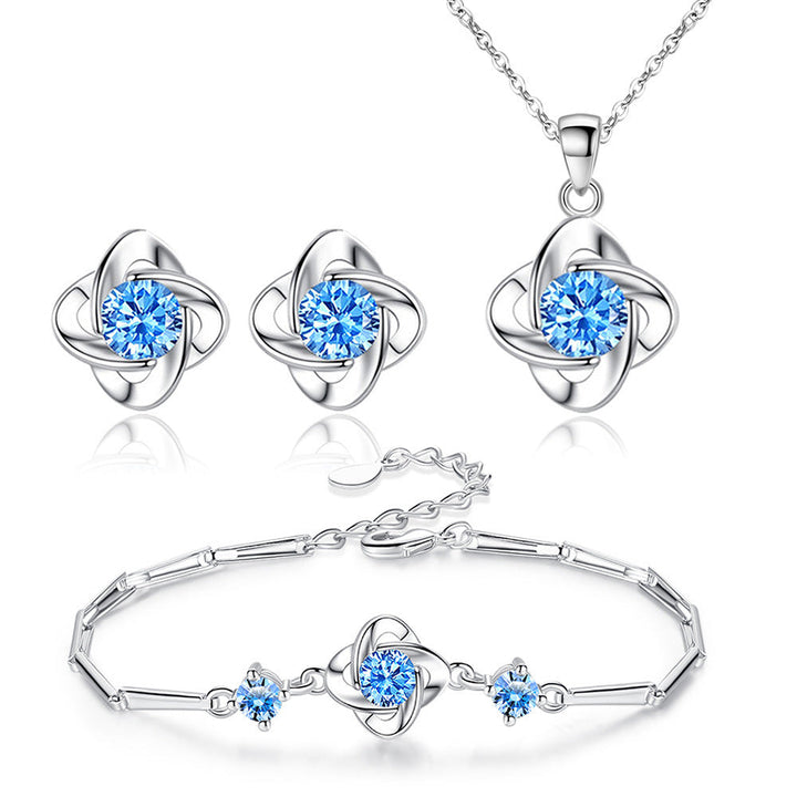 Seren Clover Loop Set Blue | White Gold